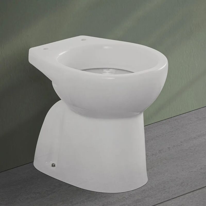 foto del prodotto inbagno wc tradizionale a pavimento in ceramica bianco lucido con brida flora