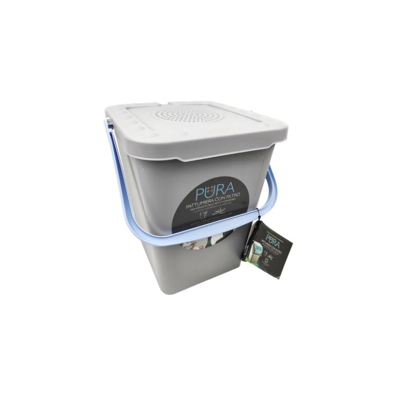 foto del prodotto inca pattumiera pura con filtro ai carboni attivi per pannolini e rifiuti organici con coperchio neutralizza i cattivi odori azzurro 10 litri