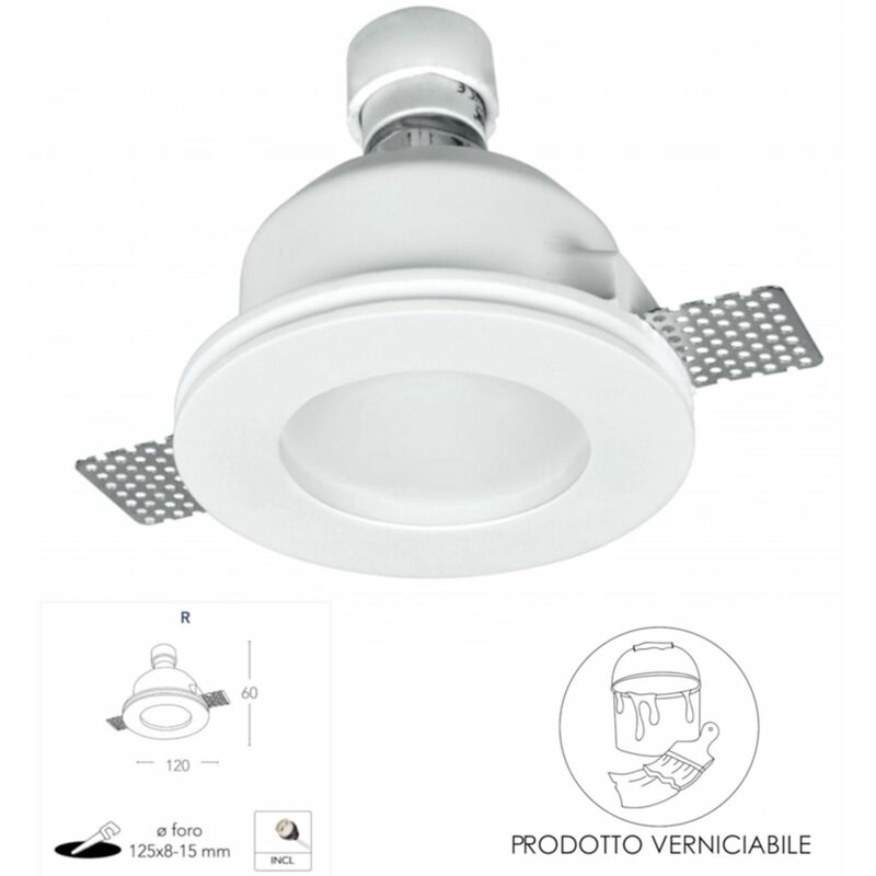 foto del prodotto incasso gesso snow tondo 12 cm