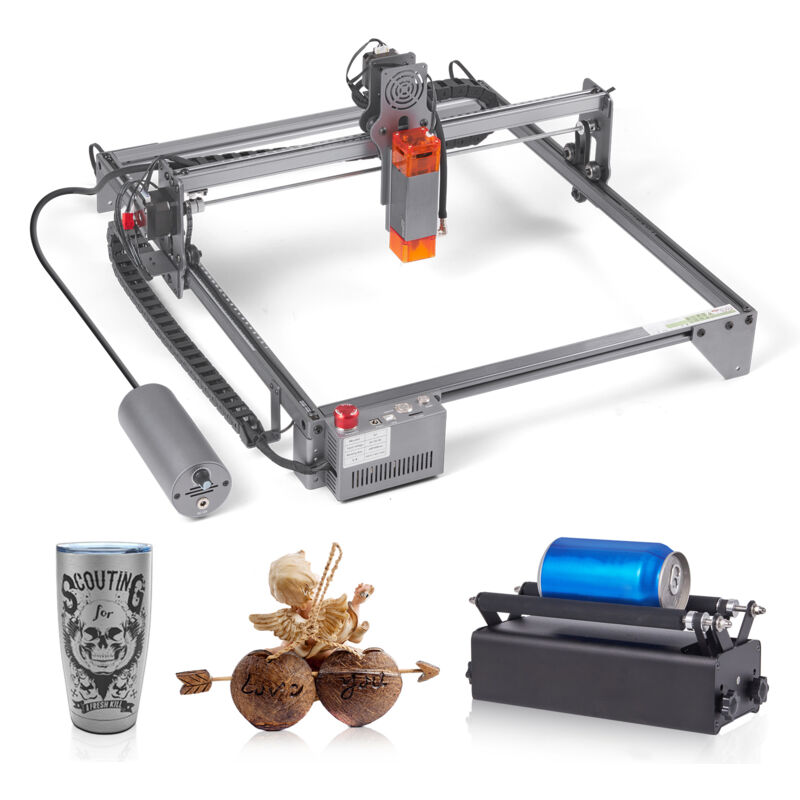 foto del prodotto incisore laser 10w, ampia area 15,7 x 15,7 , rullo rotante, taglierina ad alta velocit per legno, metallo, acrilico, 10000 mm min, punto compresso