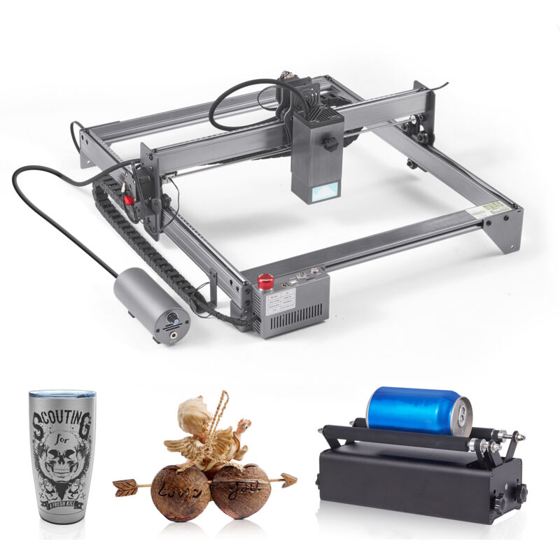 foto del prodotto incisore laser 20w 15,7x15,7 ampia area di lavoro 10000 mm min rullo rotante a punti compressi per legno, metallo, acrilico mophorn