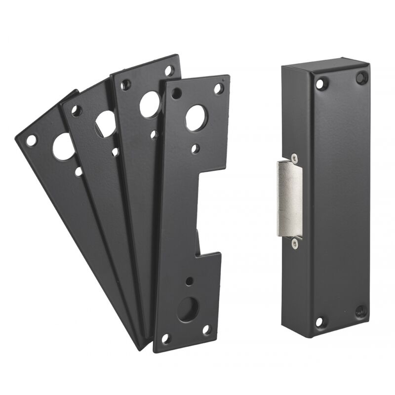 foto del prodotto incontro elettrico a rilascio per serratura maniglione antipanico, reversibile 12v, nero - thirard