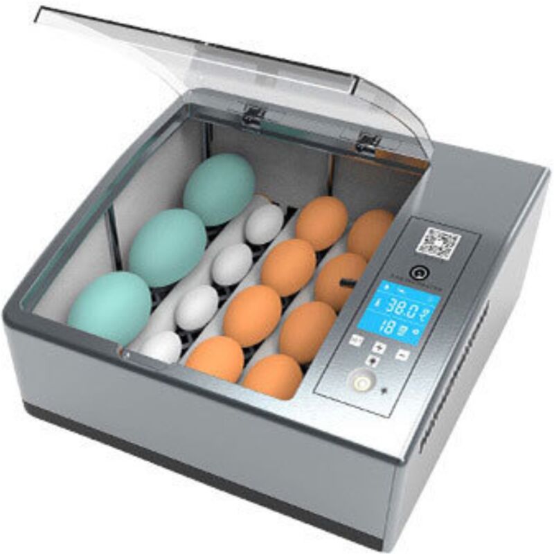 foto del prodotto incubatrice per uova automatica per 16 uova, digitale con rotazione automatica intelligente mini incubatrice dispositivo temperatura regolabile per
