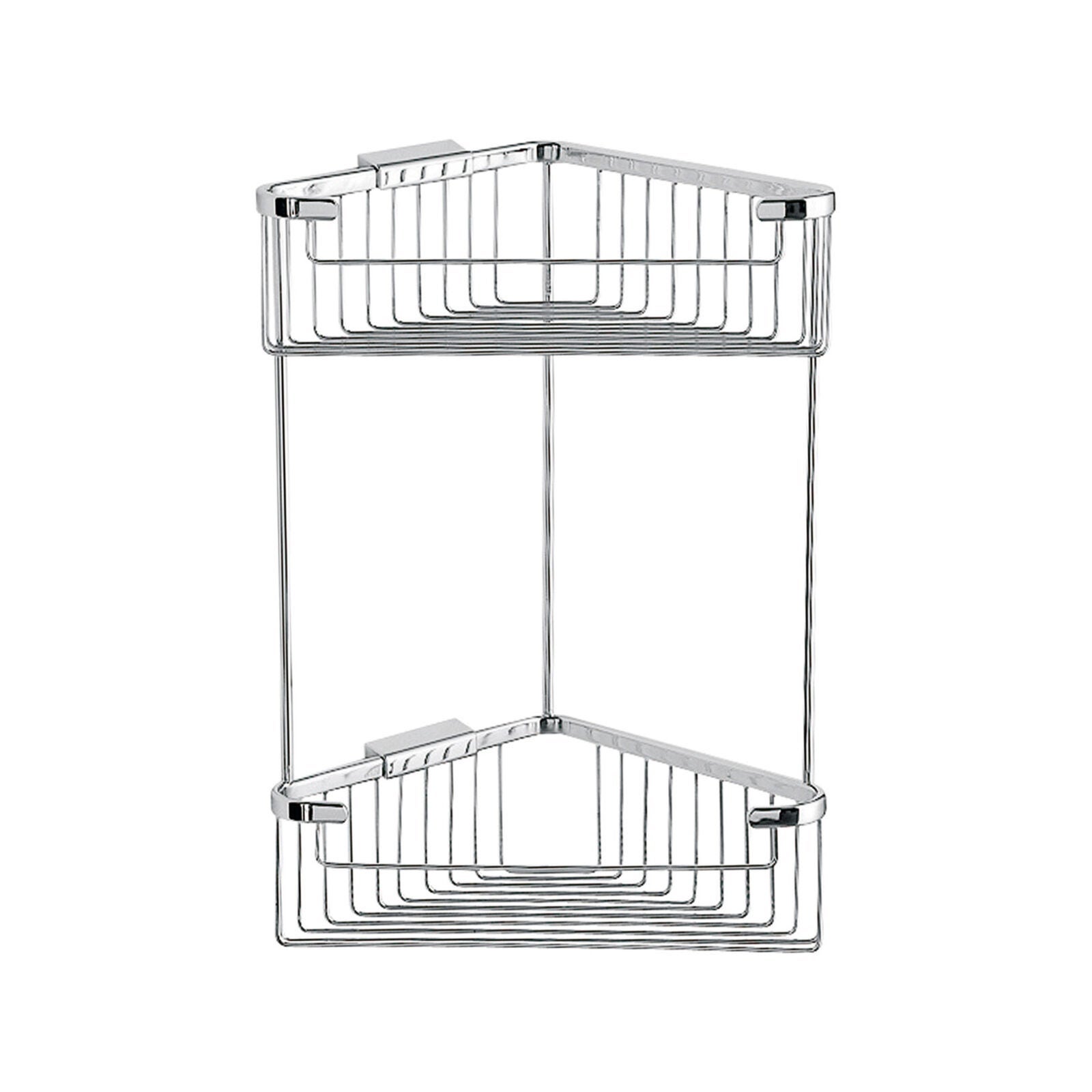 foto del prodotto inda - cestino portaoggetti angolare doppio in ottone cromato