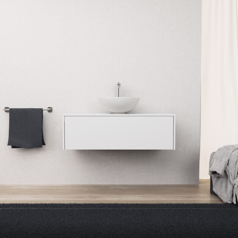 foto del prodotto inda - mobile bagno l.100 con lavabo in appoggio bianco opaco 1