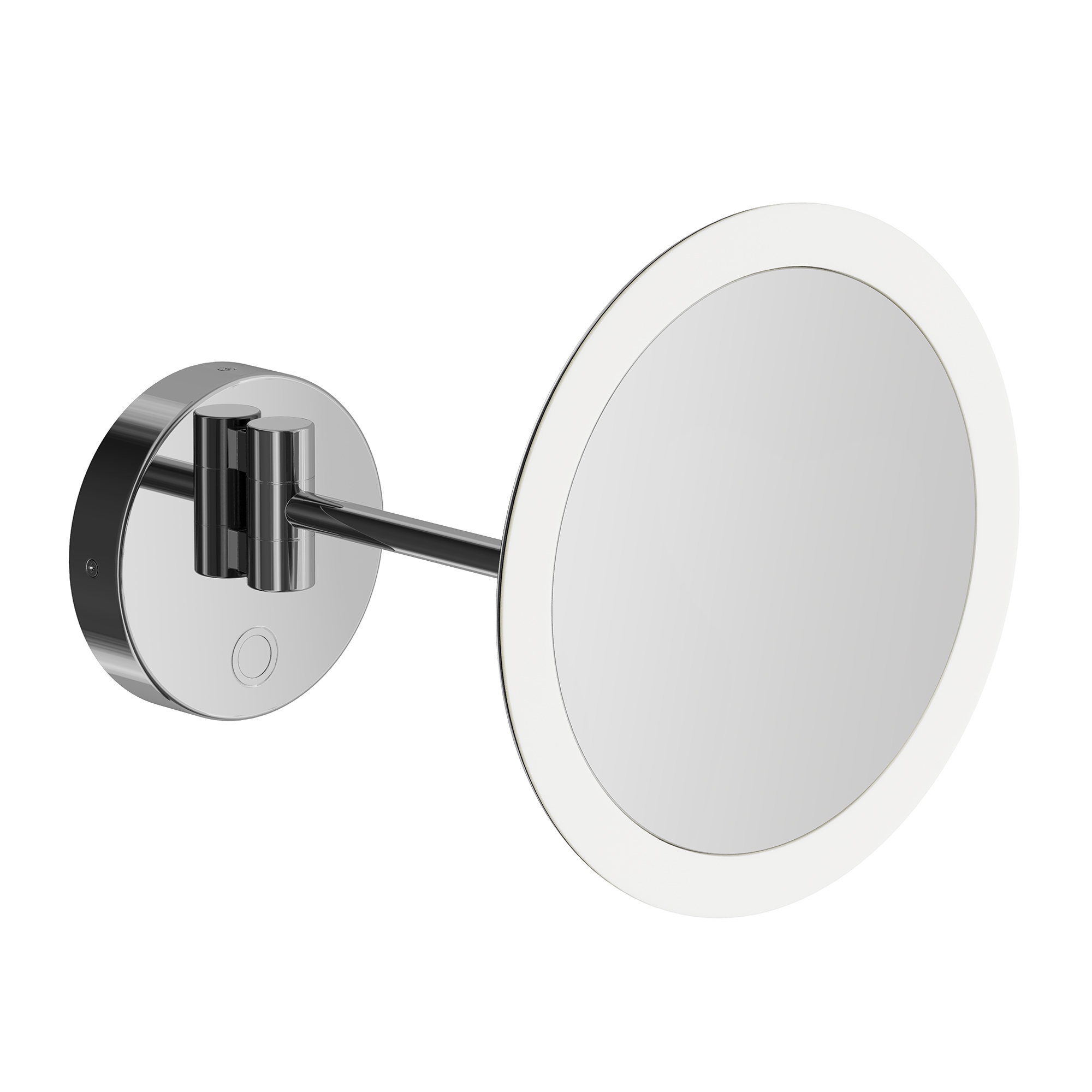 foto del prodotto inda - specchio ingranditore tondo 3x a parete snodato con luce led cromo