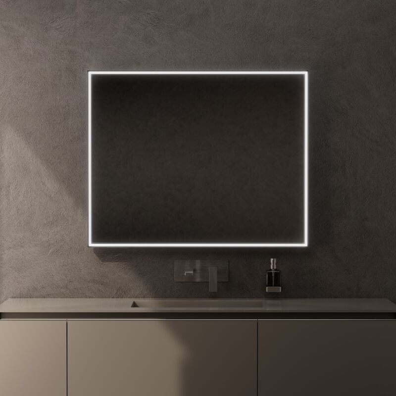 foto del prodotto inda - specchio led pirano 100x80cm dimmerabile con telaio nero