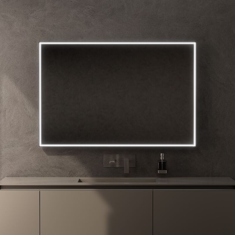 foto del prodotto inda specchio led pirano 120x80cm dimmerabile con telaio nero
