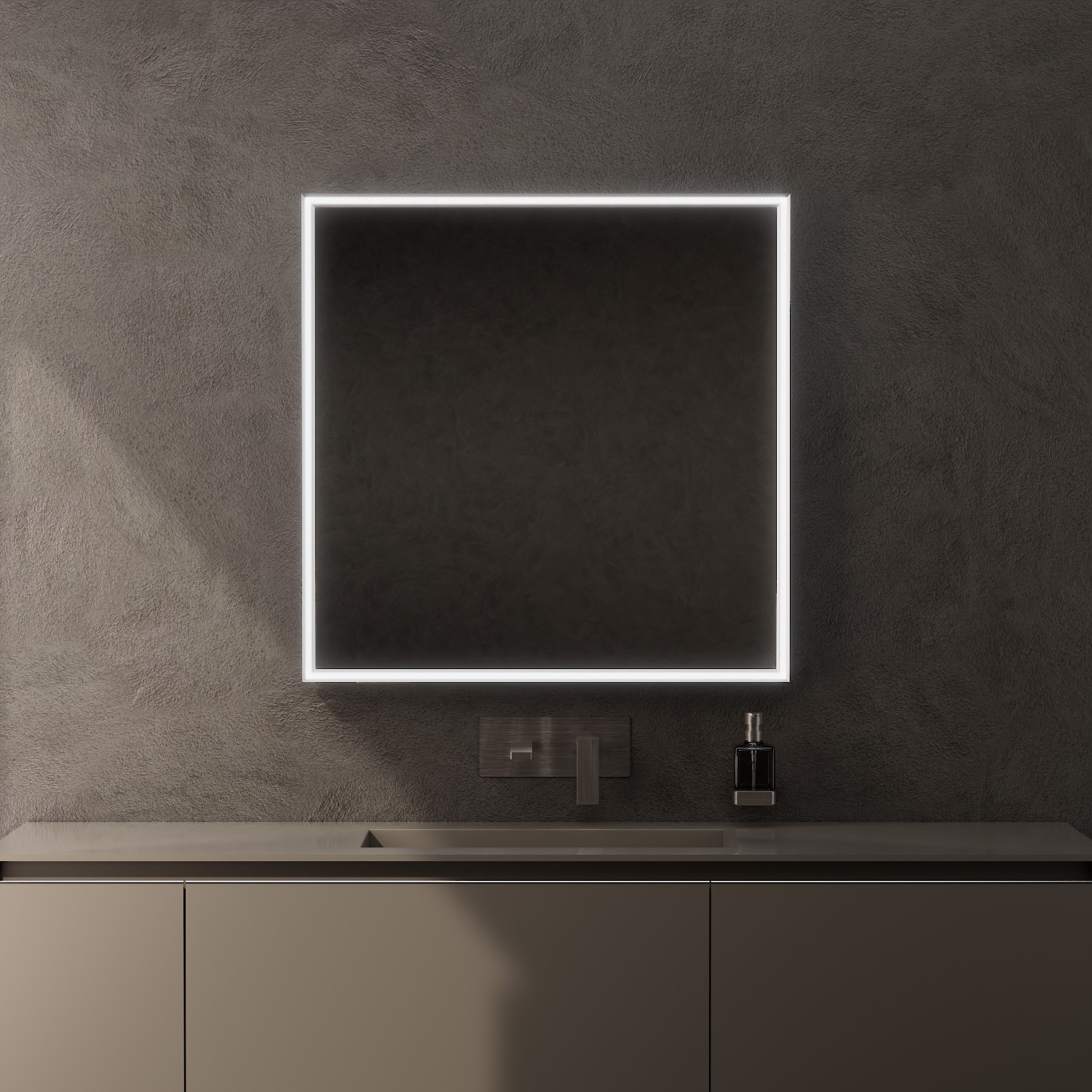 foto del prodotto inda - specchio led pirano 80x80cm dimmerabile con telaio satinato