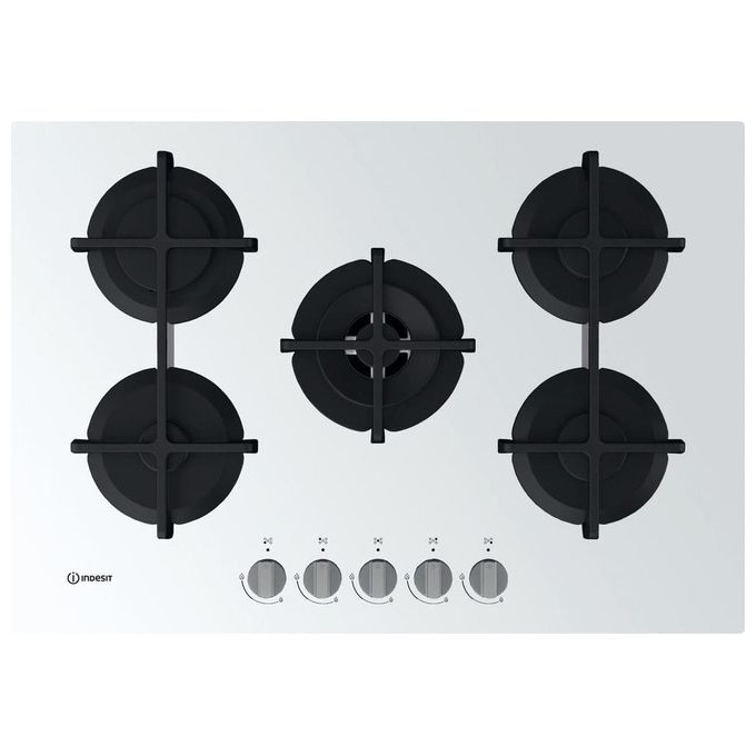 foto del prodotto indesit ing 72t wh piano cottura a gas 5 zone high power flame griglie in ghisa 70 cm bianco