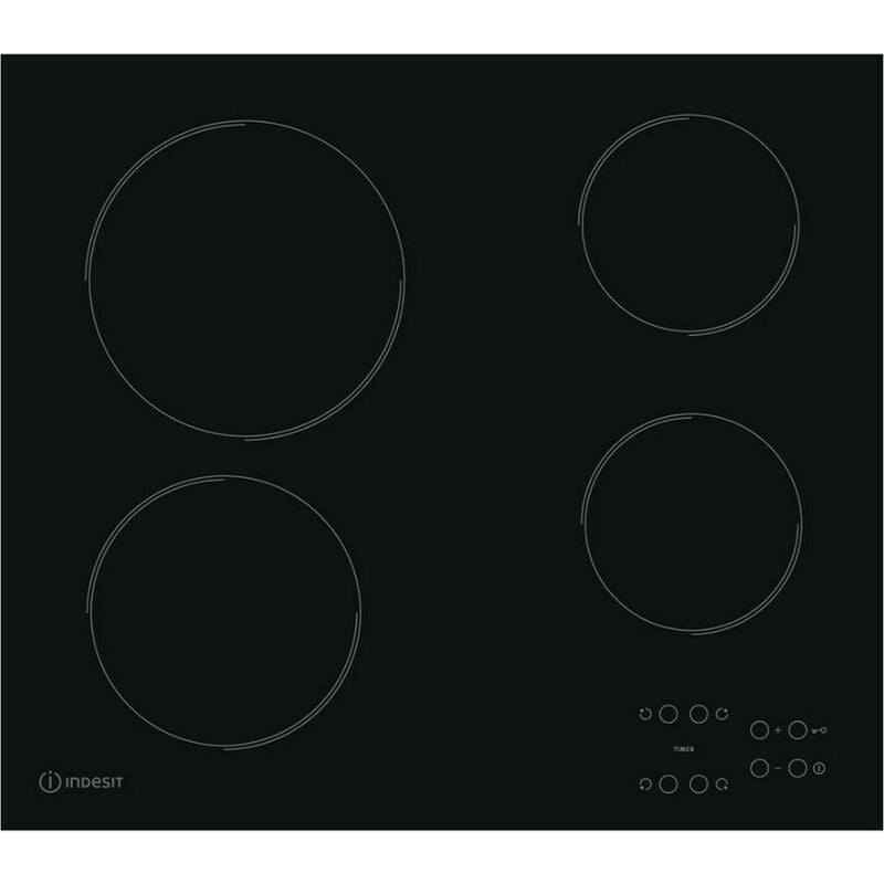 foto del prodotto indesit piano cottura in vetroceramica 60cm 4 fuochi 6200w nero ri161c