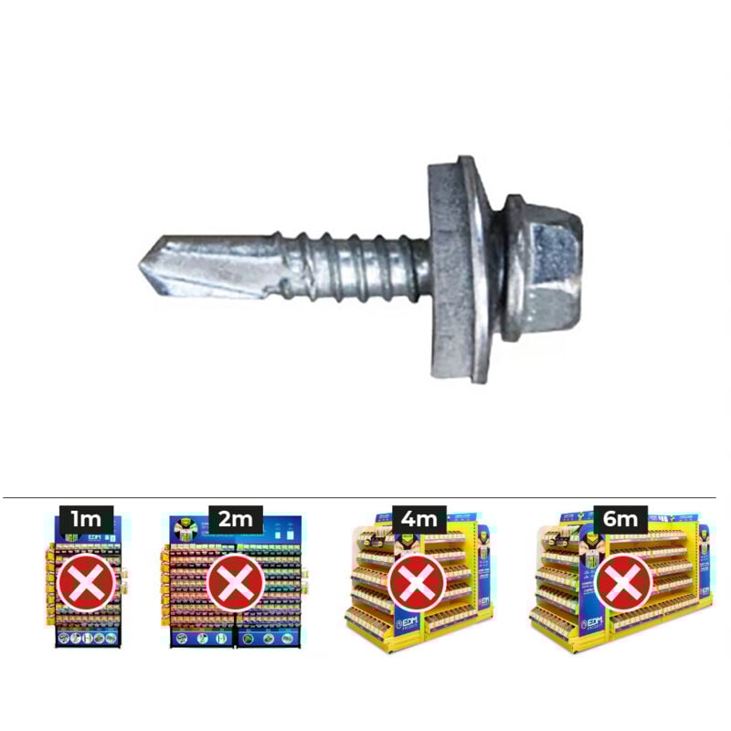foto del prodotto index celo 948327301 vite a testa cilindrica din 7301 a testa esagonale diametro 4,8x32 mm, rondella de epdm diametro 14 zincato, 500 pz.