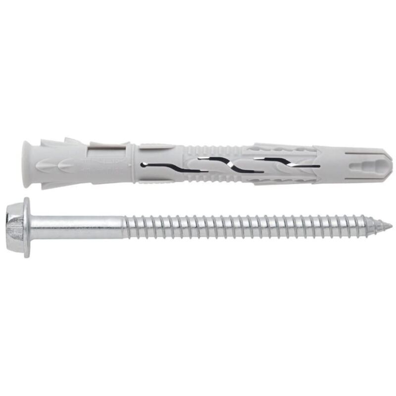 foto del prodotto index fixing systems t nux e pack di 50 tasselli universali di alta qualit , con testa esagonale, rivestita di zincato, in nylon, tnuxe10080