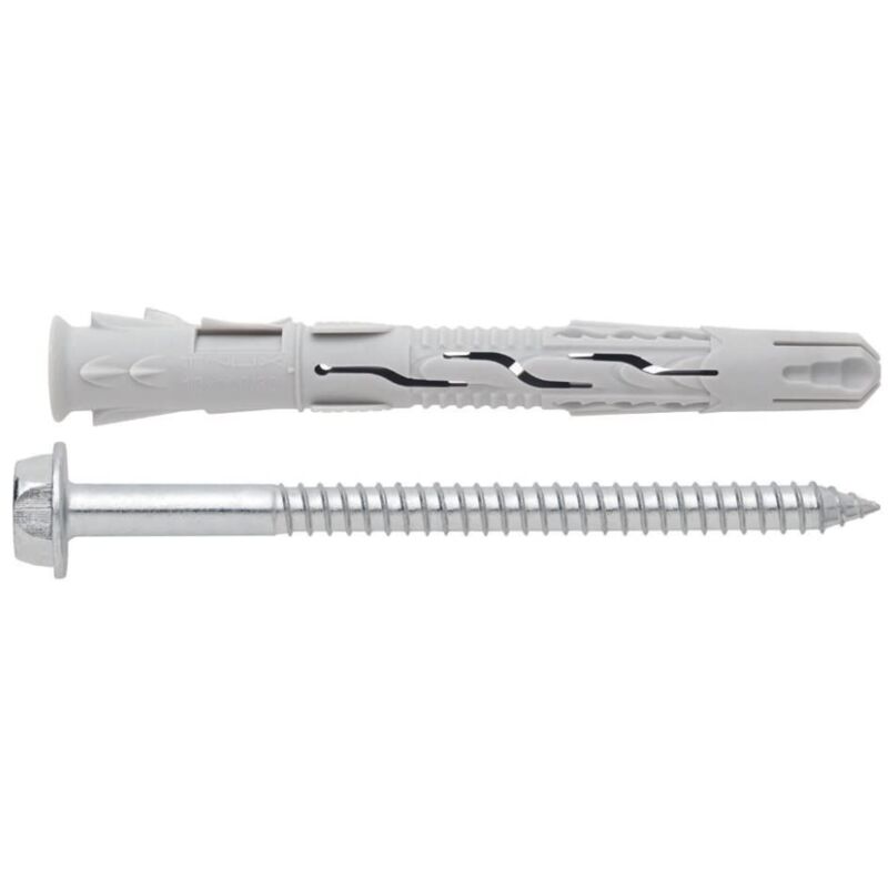 foto del prodotto index fixing systems t nux e pack di 50 tasselli universali di alta qualit , con testa esagonale, rivestita di zincato, in nylon, tnuxe10100