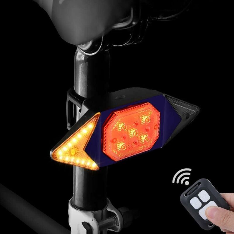 foto del prodotto indicatore di direzione per bici con telecomando wireless, fanale posteriore per bici con indicatore di direzione per bici, 5 modalit di