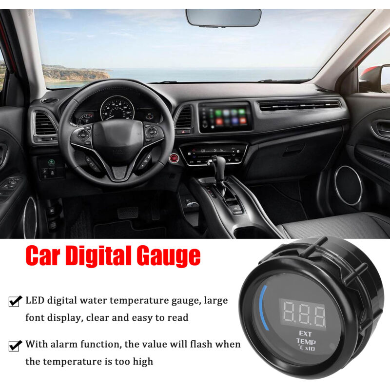 foto del prodotto indicatore temperatura gas di scarico da 52 mm misuratore digitale temperatura esterna per auto display led egt 40 120 x10 con funzione di