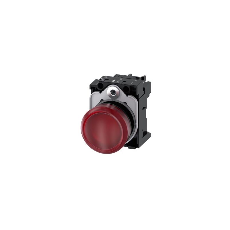 foto del prodotto indicatori luminosi, 22 mm, tondi, in plastica, rossi, con lente, lisci, con supporto, modulo led, con led integrato 24 v ac dc, morsetto a vite