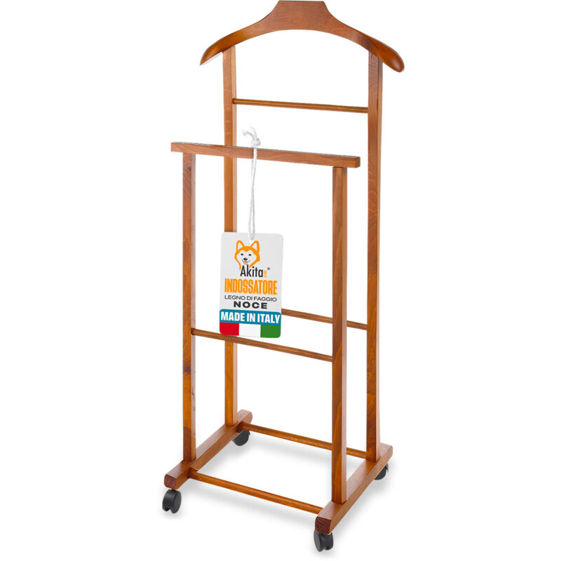 foto del prodotto indossatore akitaink noce servo muto camera in legno con rotelle