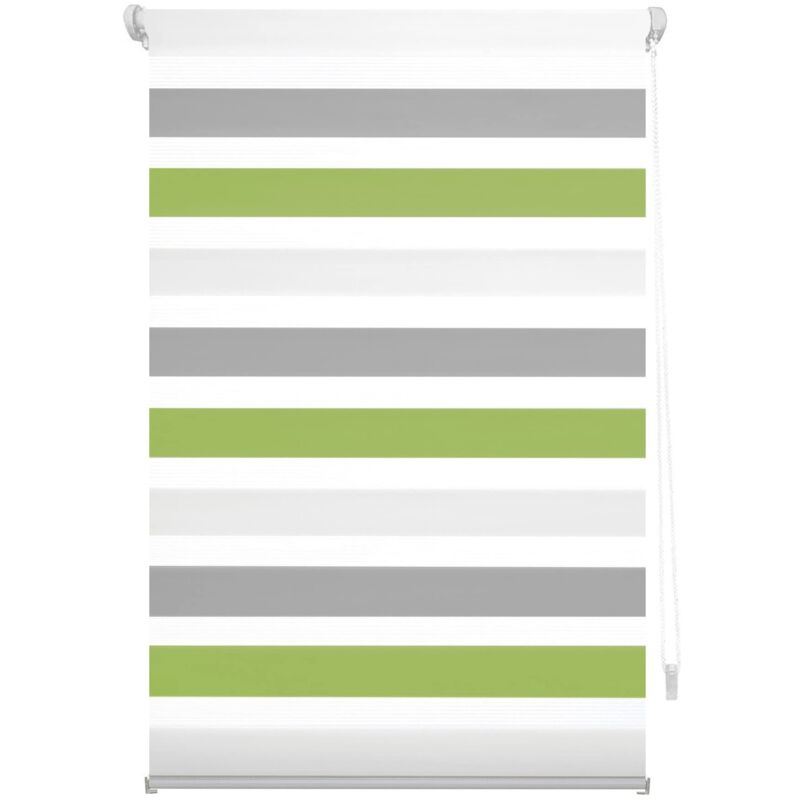 foto del prodotto indus tenda a rullo tricolore senza attrezzi tenda a rullo a doppio strato tenda tricolore giorno e notte, grigio, pistacchio 120 x 180 cm larghezza