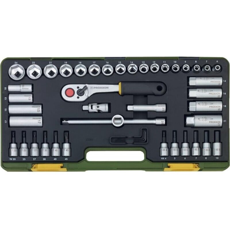 foto del prodotto industrial kit di chiavi a bussola metrico 3 8 10 mm 47 parti 23282 - proxxon