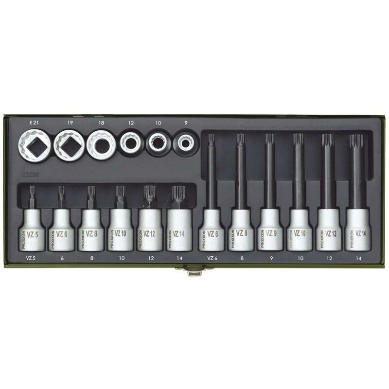foto del prodotto industrial kit inserti giravite a bussola 1 2 12.5 mm 18 parti 23 296 proxxon