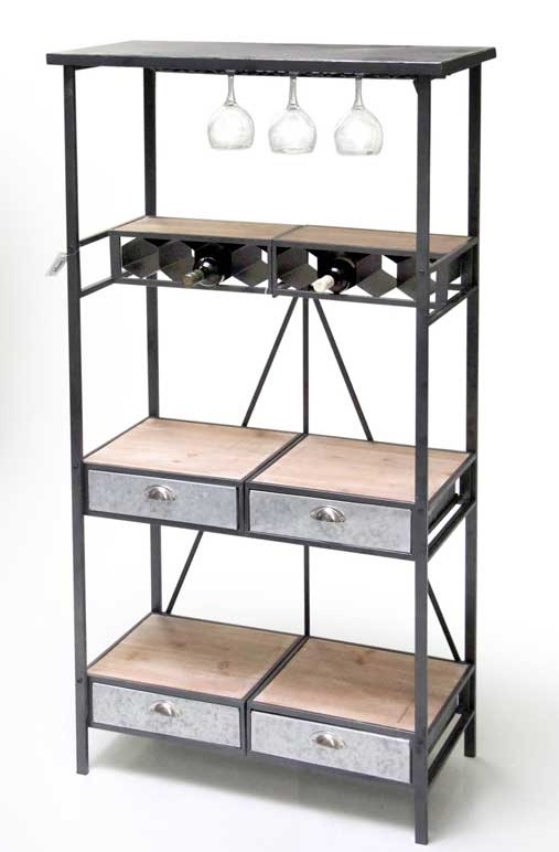 foto del prodotto industrial scaffale cantinetta pieghevole in metallo e legno 89x42x175cm