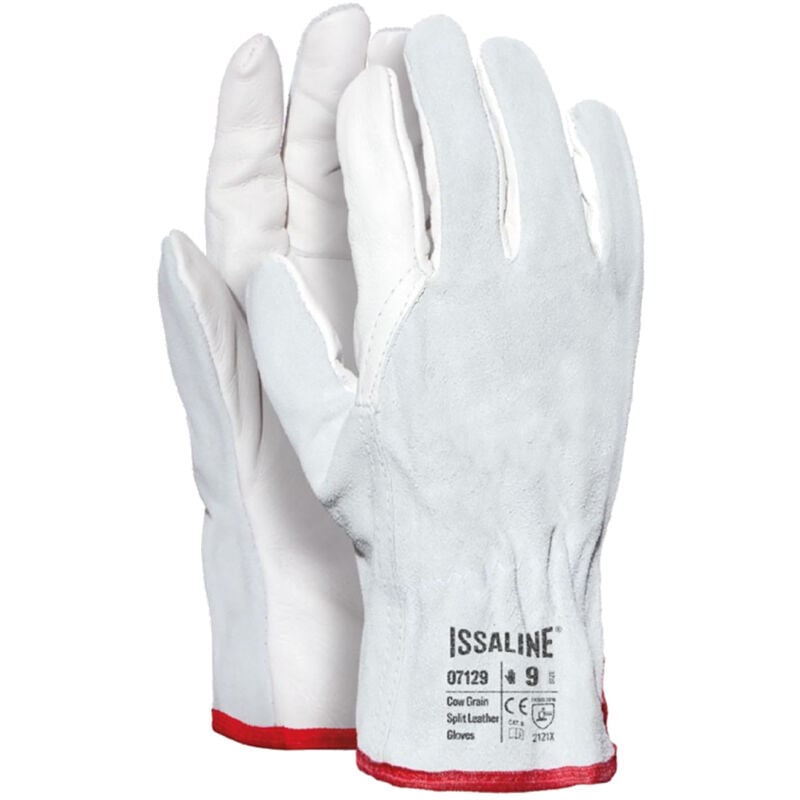 foto del prodotto industrial starter - guanti in pelle fiore 07129 bianchi con dorso in crosta - 9 (l) - bianco