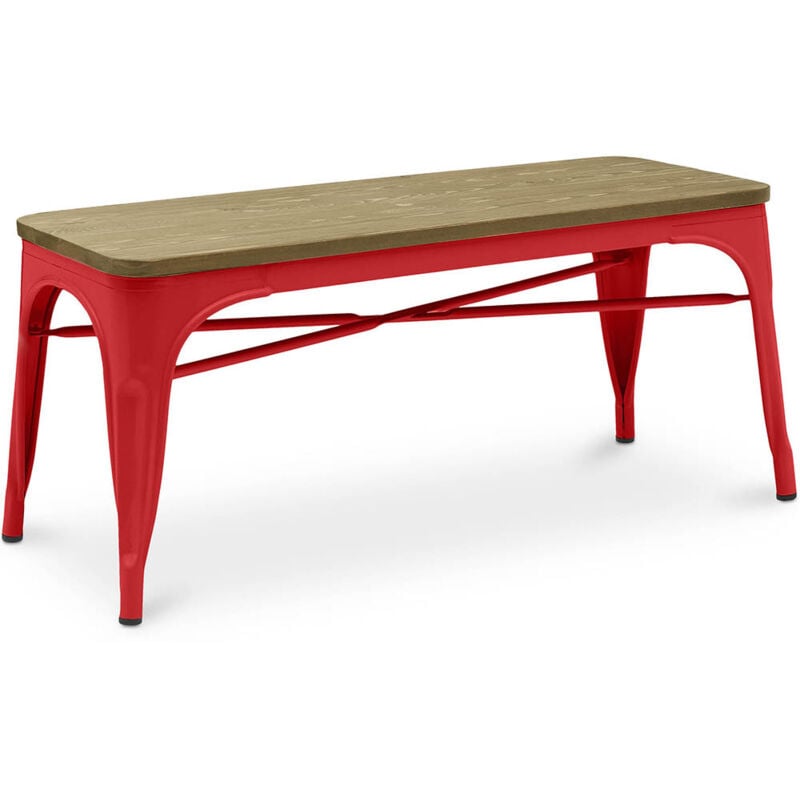 foto del prodotto industrial style panca design industriale legno e metallo stylix rosso