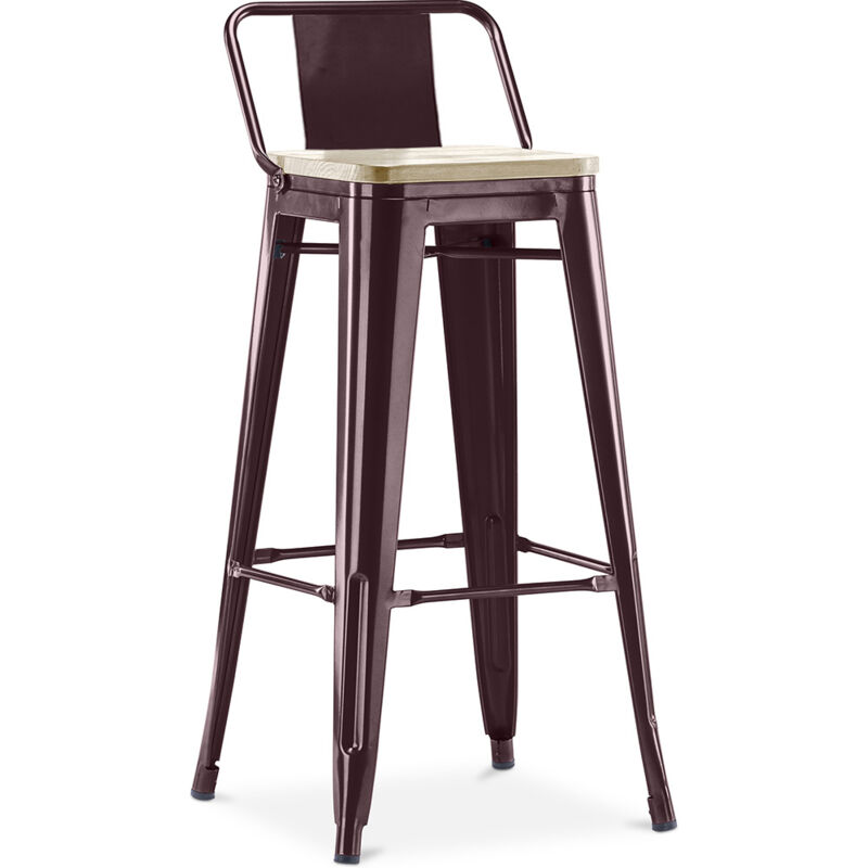 foto del prodotto industrial style sgabello da bar con schienale design industriale legno e acciaio 76cm nuova edizione stylix bronzo