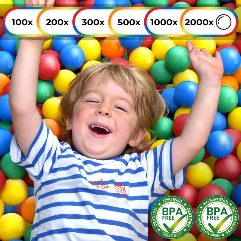 foto del prodotto infantastic palline per bambini 5,5 cm, set di 100 pezzi, in plastica morbida non tossica, multicolore palline colorate da piscina, da gioco