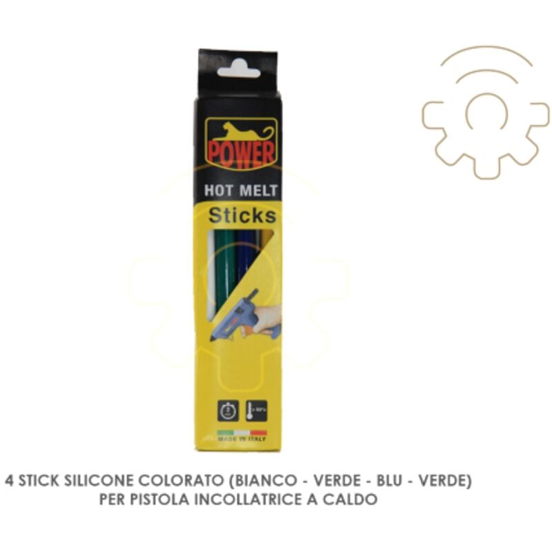 foto del prodotto inferramenta 4 ricariche colla stick silicone colorato per pistola incollatrice a caldo vari colori