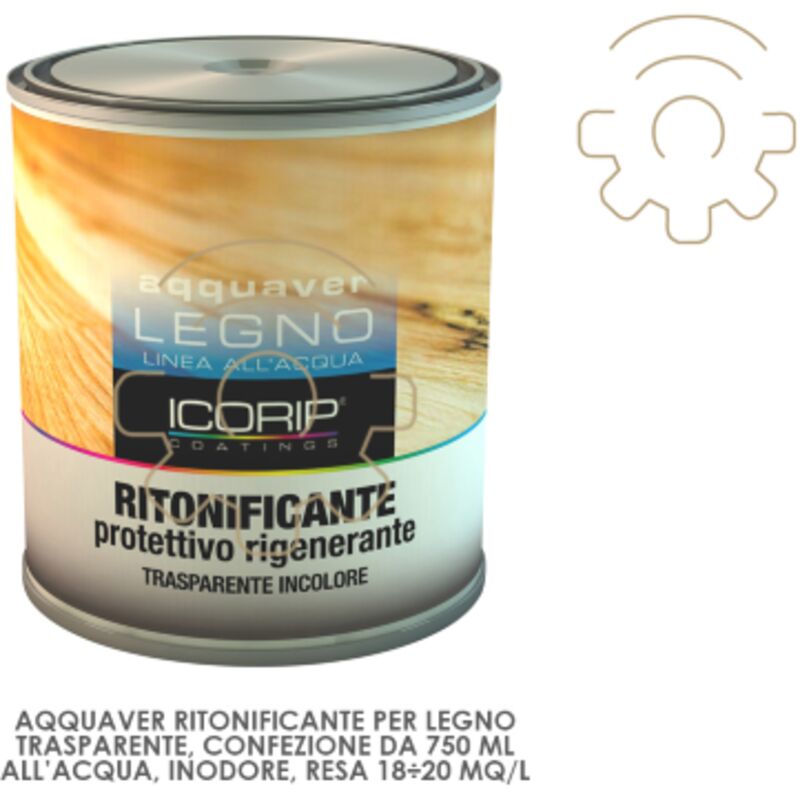 foto del prodotto inferramenta aqqaver vernice ritonificante all acqua per legno trasparente confezione da 750 ml resa 18 20 mq l