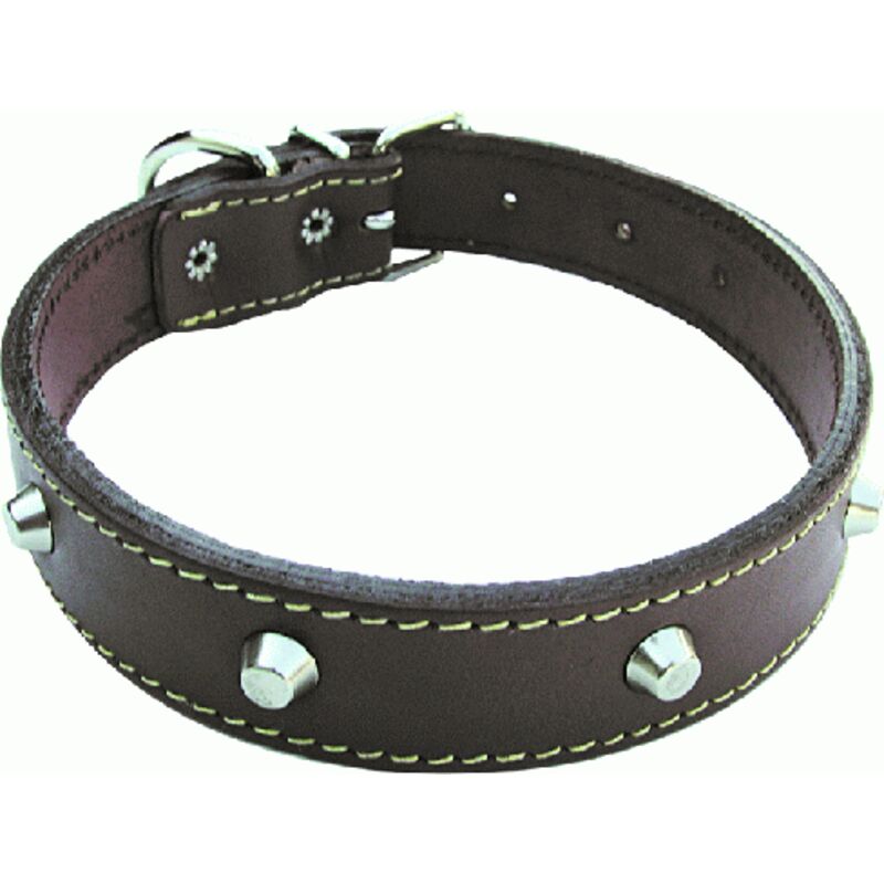 foto del prodotto inferramenta collare per cane in cuoio foderato con borchie larg mm 25 lung cm 56 collari