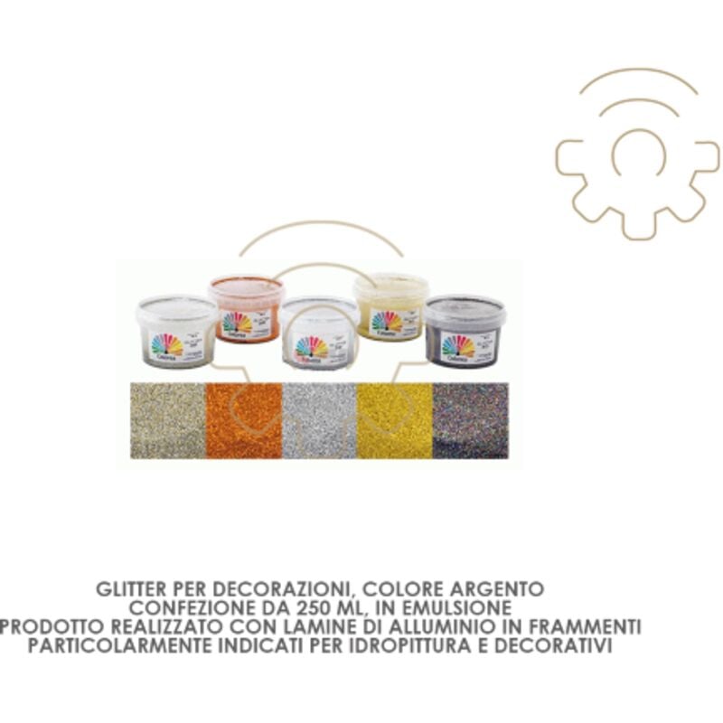 foto del prodotto inferramenta colorea glitter per decorazioni colore argento emulsione per idropitture e decorativi 250 ml
