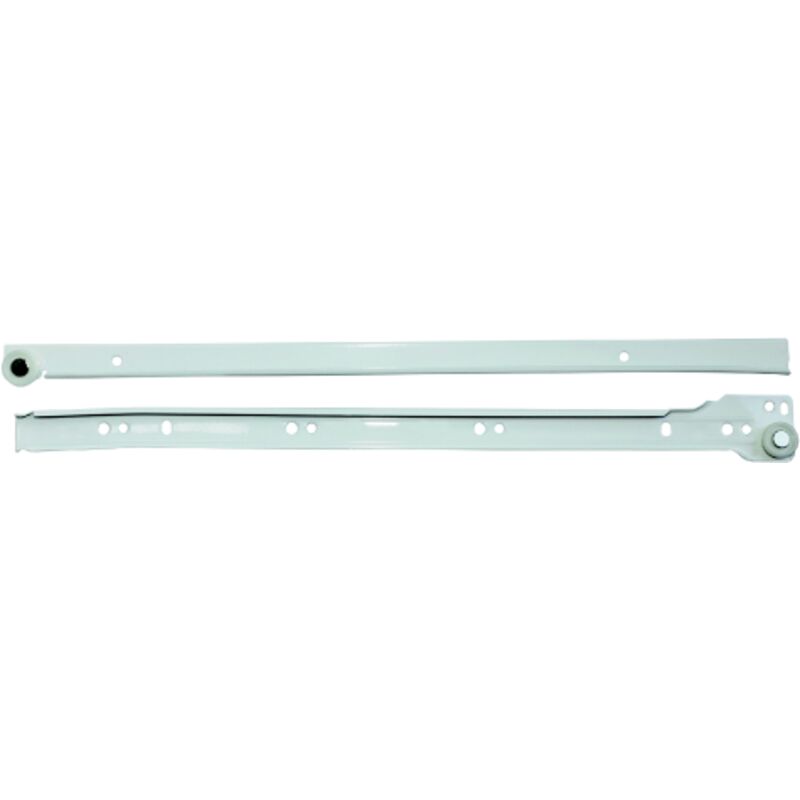 foto del prodotto inferramenta coppia guide per cassetti scorrevoli in acciaio bianco fissaggio a squadra 35 cm guida cassetto