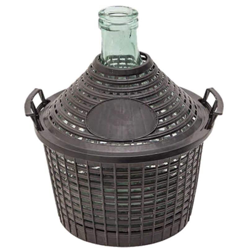 foto del prodotto inferramenta damigiana in vetro adatta per la conservazione di vino aceto 5 lt bocca stretta 4,3 cm rivestimento in plastica senza tappo