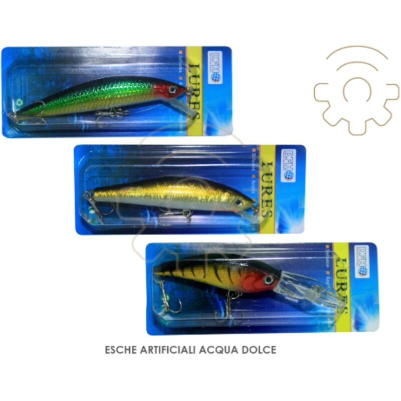 foto del prodotto inferramenta minnow escha artificiale per pesca 2 ancorette per mare lago fiume acqua dolce e salata