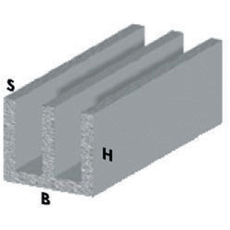 foto del prodotto inferramenta profilo canalino doppia u cm 100 h argento silver 16x7x1 mm alluminio