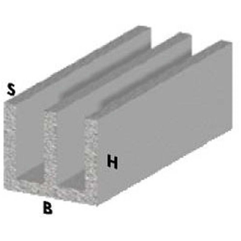 foto del prodotto inferramenta profilo canalino doppia u cm 100 h argento silver 20x18x1 mm alluminio