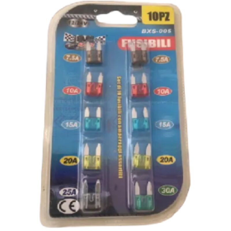 foto del prodotto inferramenta set 10 micro fusibili 12 24 v da 7,5 a 30 ah fusibile lamellare per auto barca