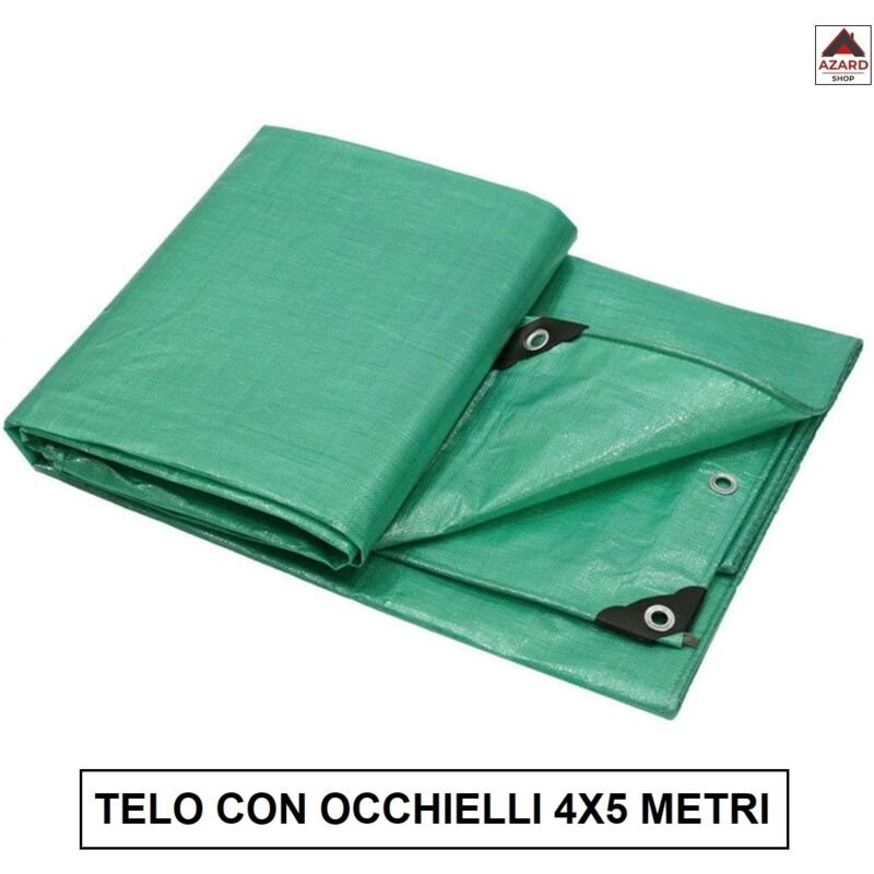 foto del prodotto inferramenta - telone propilene pesante verde con occhielli mt 4x5 giardino campeggio conf 3 pz