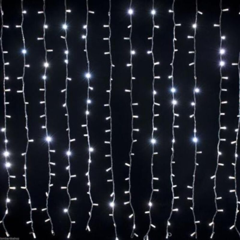 immagine 0 del prodotto inferramenta tenda a pioggia 160 luci di natale a led bianco ghiaccio 2x1,2 mt per uso interno esterno prolungabile