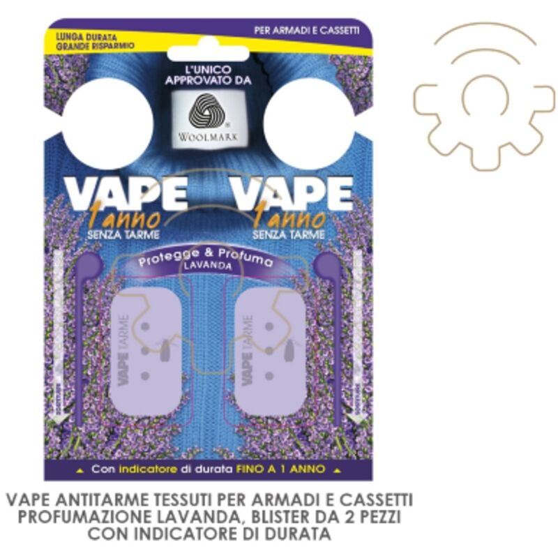 foto del prodotto inferramenta vape antitarme tessuti profumazione lavanda 2 pezzi lunga durata