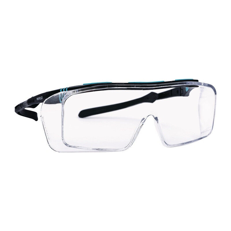 foto del prodotto infield safety surlunettes et lunettes visiteur ontor en 166 monture noir turquoise verre incolore pc infie
