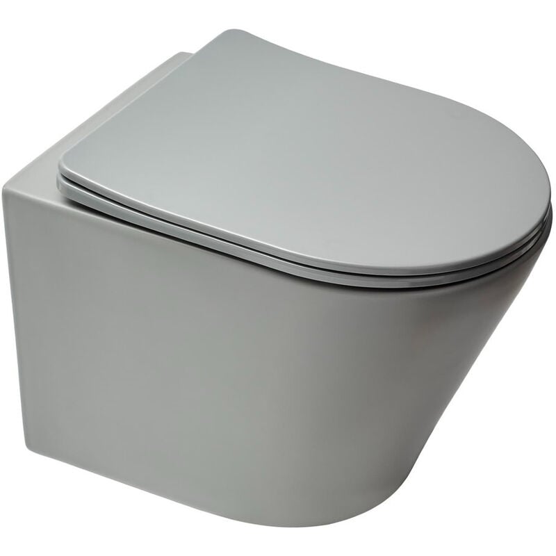 foto del prodotto infinitio grigio opaco wc sospeso senza flangia e fissaggi invisibili sedile anticaduta greyinfinitio swiss aqua technologies