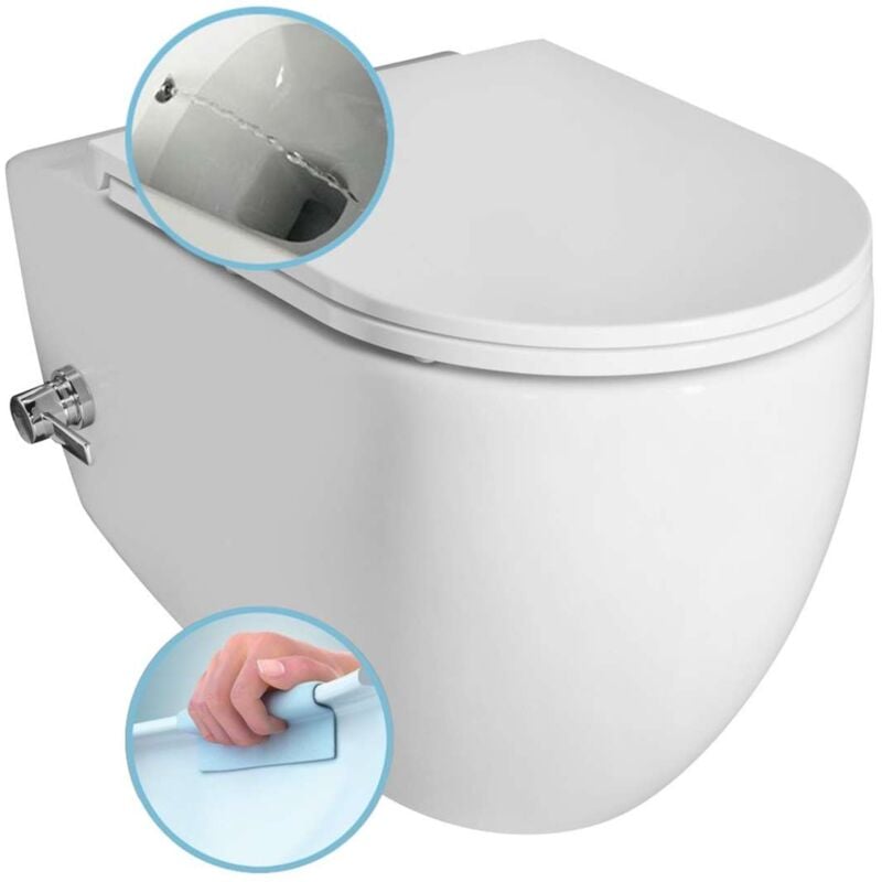 foto del prodotto infinity wc sospeso con doccetta bidet, rimless, bianco 10nfs1005i sapho