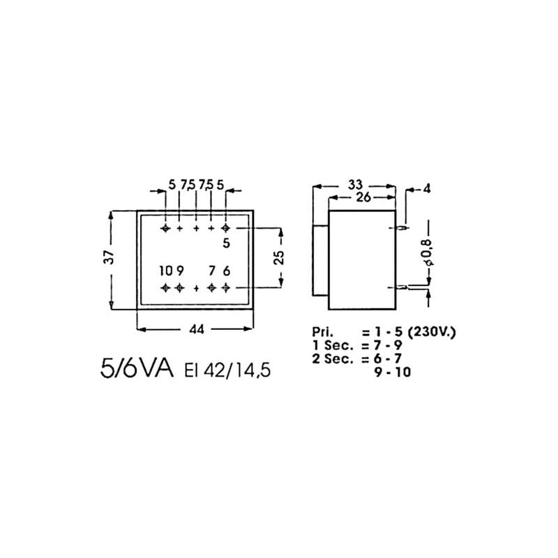 foto del prodotto info games 138793 trasformatore di stampa, 5 va, 1 x 7,5 v, 1 x 0,667 amp