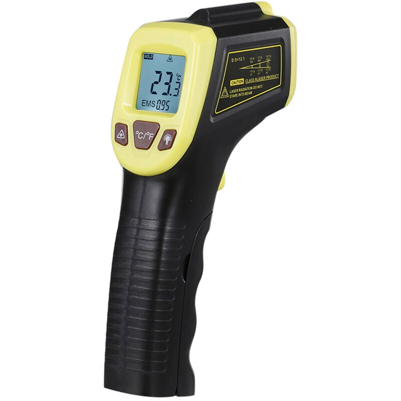 foto del prodotto infrared thermometer non contact digital laser temperature gun 50 c to 600 c 58 f to 1112 f with lcd display, yellow