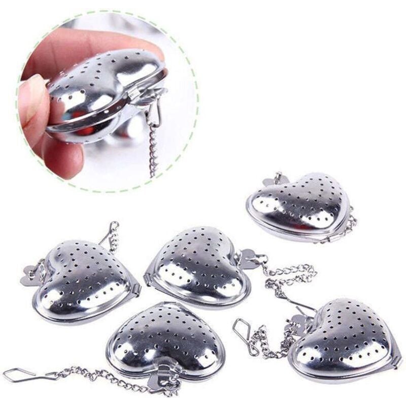 foto del prodotto infusore per tè a foglie sfuse in acciaio inossidabile da 3 confezioni con gancio a catena, infusore per tè, cucchiaio riutilizzabile per filtrare il