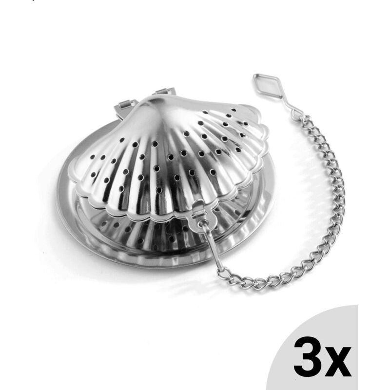 foto del prodotto infusore per tè a foglie sfuse in acciaio inossidabile da 3 confezioni con gancio a catena, infusore per tè, cucchiaio riutilizzabile per filtrare il